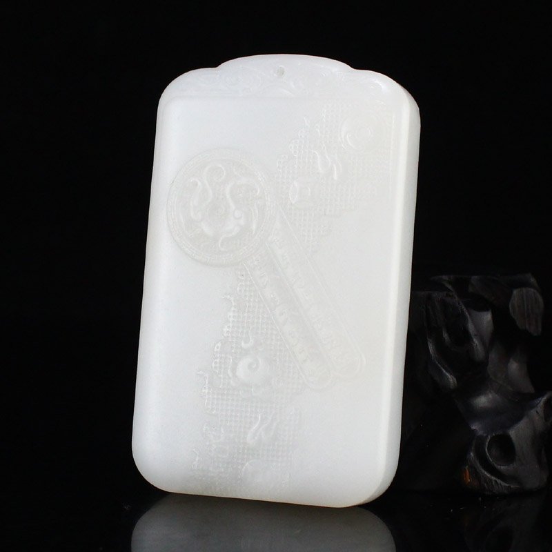 White Hetian Jade Lucky Phoenix Pendant w Certificate (1 of 7)