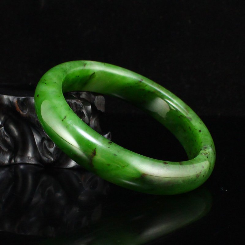 Inside Diameter 60 MM Green Hetian Jade Bracelet (1 of 7)
