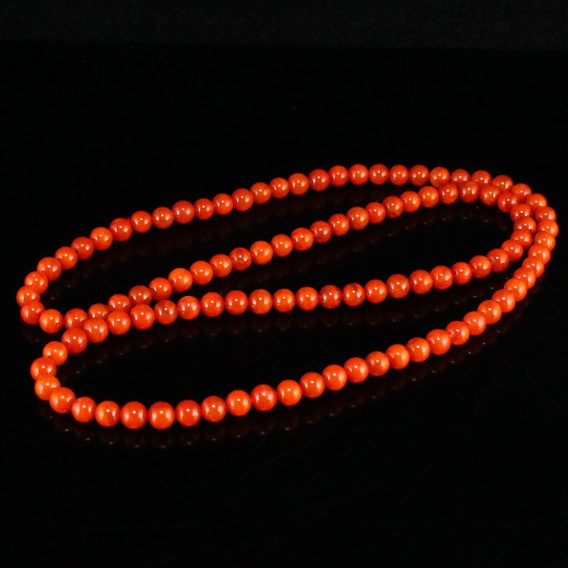 Chinese Nanhong Agate Beads Necklace w Certificate (1 of 7)