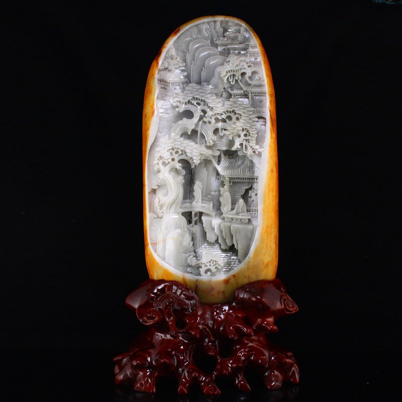 Superb Chinese Hetian Jade Landscape Statue (1 of 11)