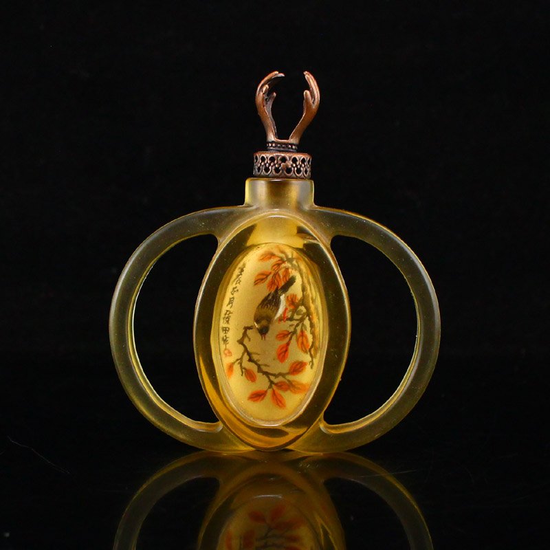 Peking Glass Inside Painting Magpie Snuff Bottle (1 of 8)