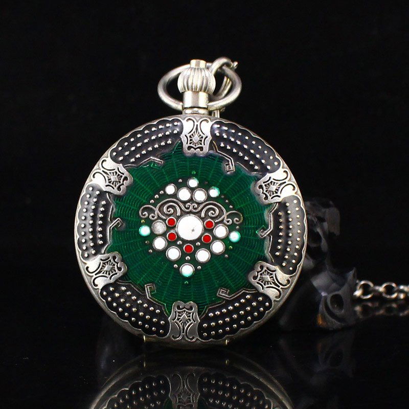 Red Copper Plated Silver Mechanical Pocket Watch (1 of 6)