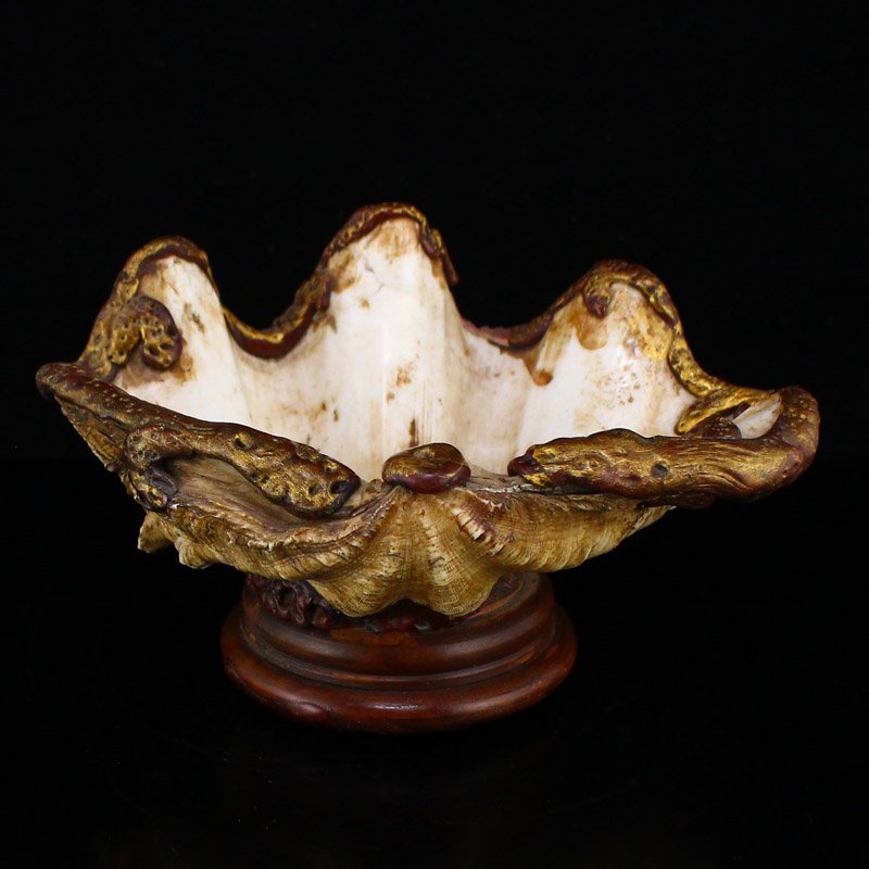 Vintage Conch & Lacquerware Chi Dragon Brush Washer (1 of 8)