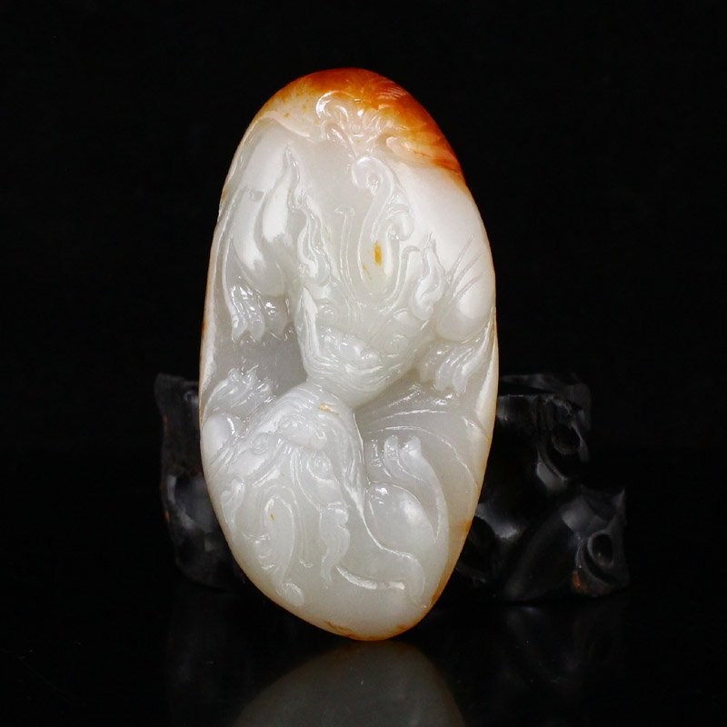 Chinese Natural Hetian Jade Double Beast Pendant (1 of 7)