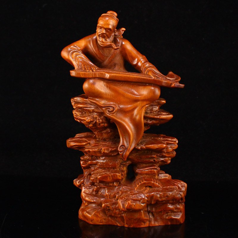 Vintage Chinese Boxwood Wood Carved Figure Statue (1 of 10)