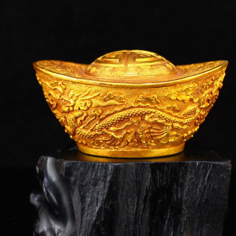 Chinese Qing Dynasty Gold Ingot - Qian Long Mark (1 of 9)