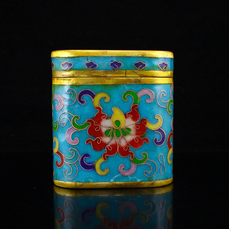 Vintage Chinese Gilt Gold Red Copper Cloisonne Box (1 of 6)