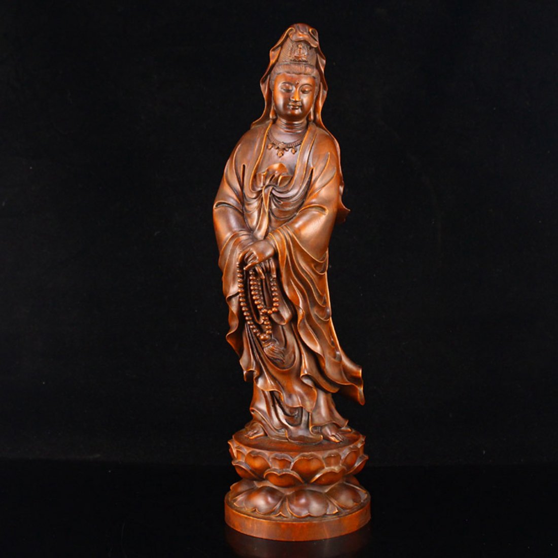 Chinese Boxwood Carved Kwanyin Statue (1 of 8)