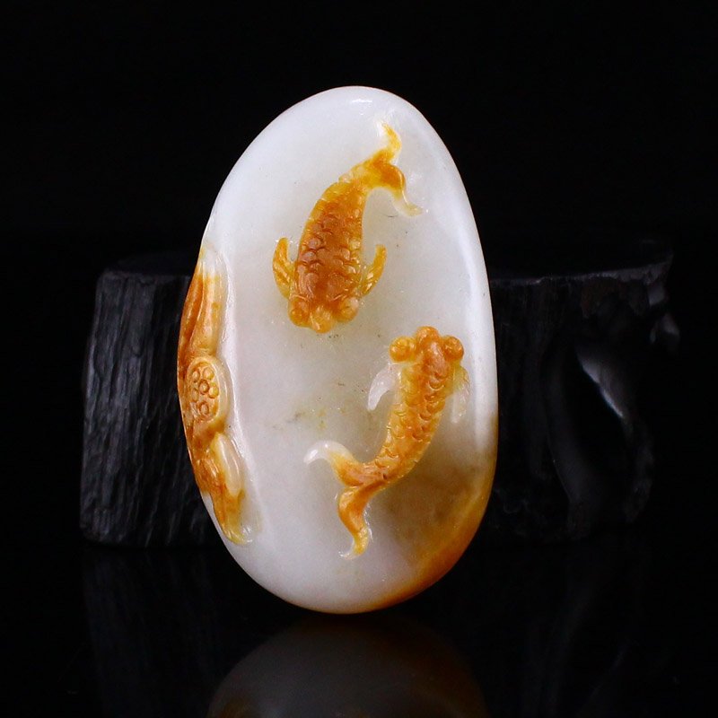 Chinese Hetian Jade Double Fish Pendant w Certificate (1 of 7)