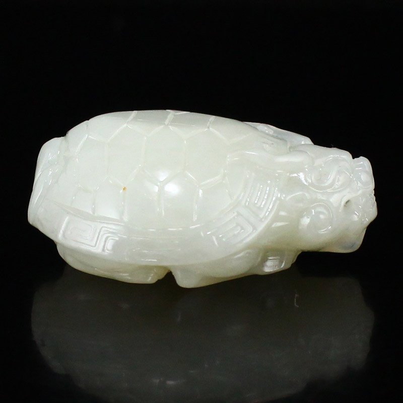 Natural Hetian Jade Dragon Turtle Pendant w Certificate (1 of 8)