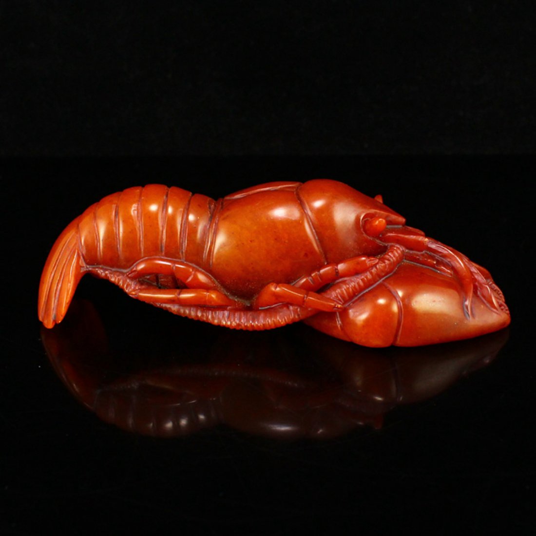 Chinese Shoushan Stone Carved Shrimp Statue (1 of 8)
