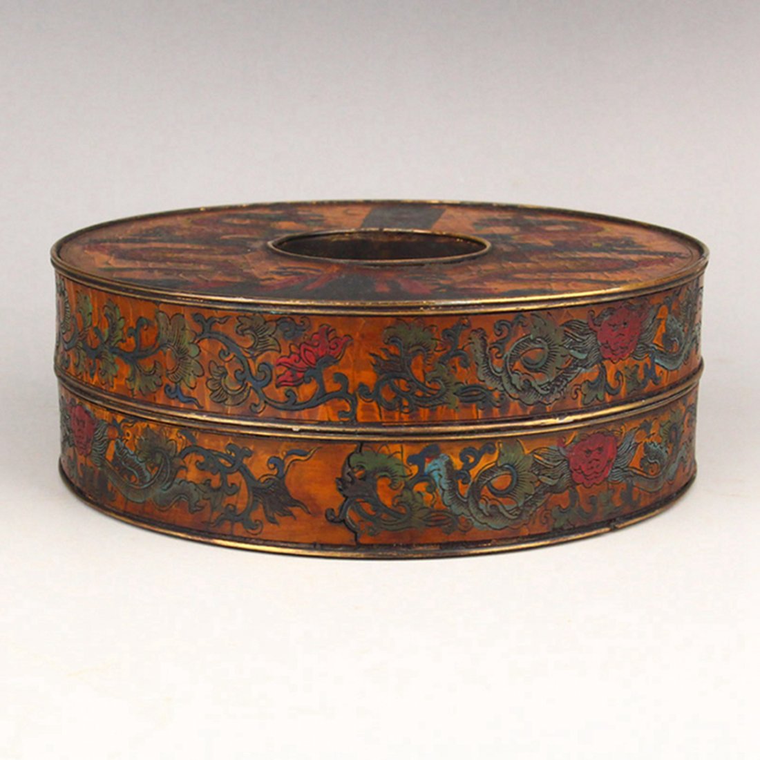 Vintage Lacquerware Copper Double Dragon Bracelet Box (1 of 8)