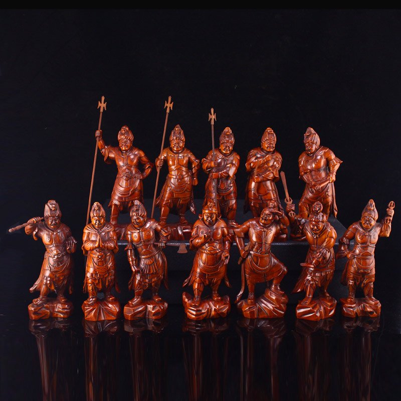 A Set Twelve Chinese Boxwood Wood Carved Figure Statues (1 of 19)