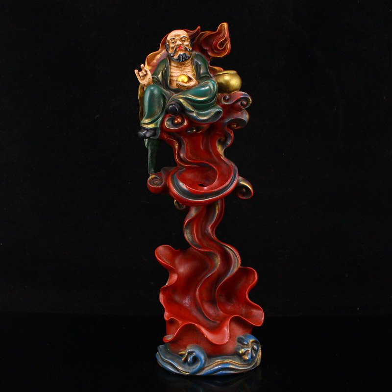 Gilt Gold Hardwood Lacquerware Buddhism Arhat Statue (1 of 9)