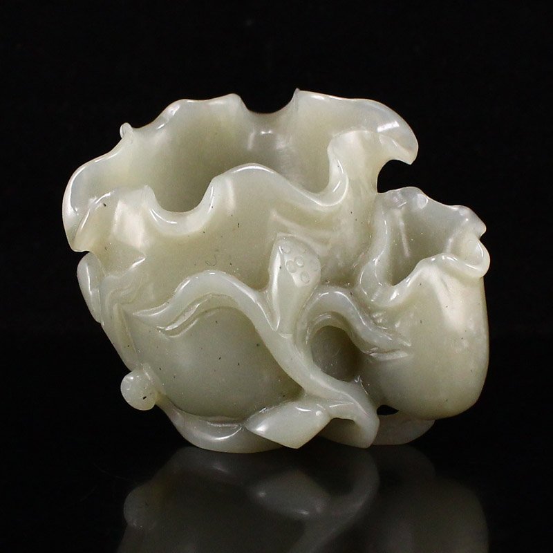 Chinese Hetian Jade Lotus Leaf Shape Brush Washer (1 of 8)