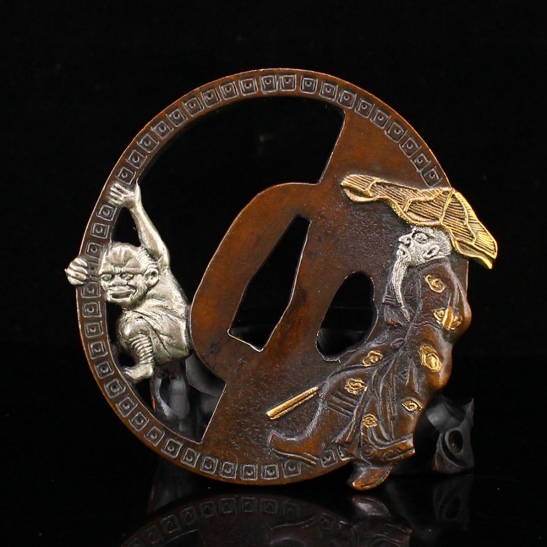 Japanese Gilt Gold Red Copper Sword Tsuba (1 of 6)