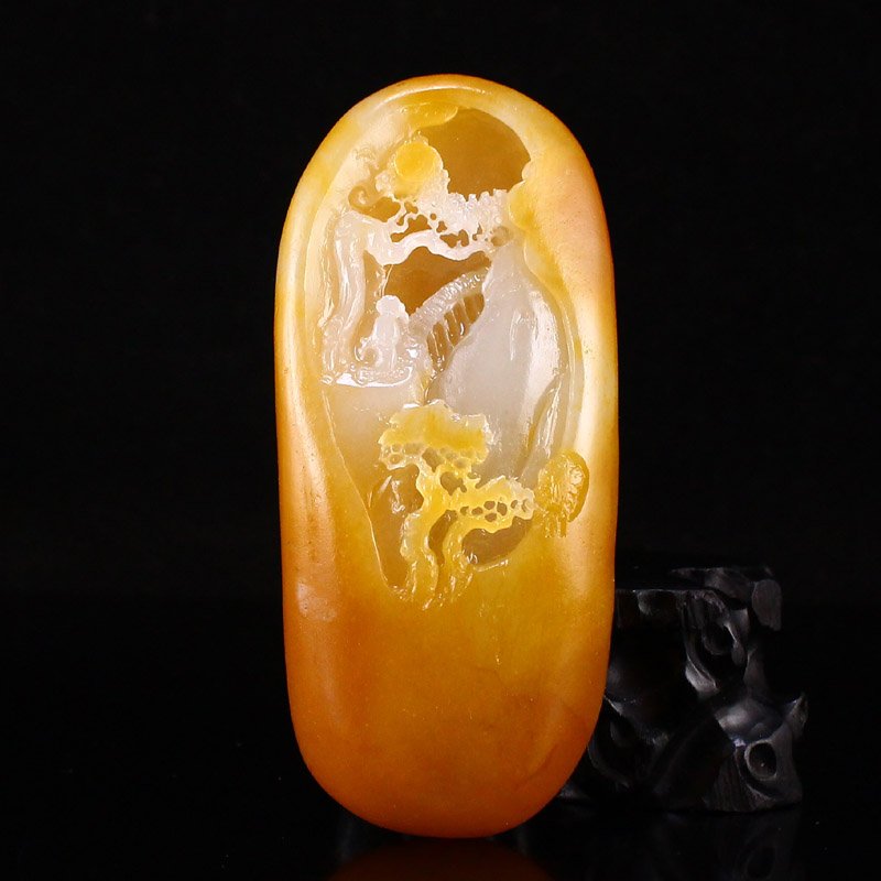 Chinese Natural Hetian Jade Pine Tree & Figure Pendant (1 of 7)
