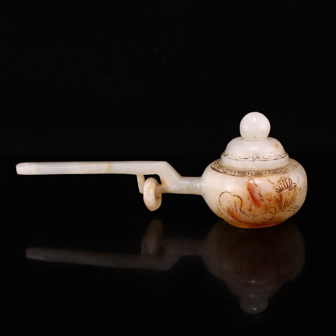 Vintage Chinese Long Handle Hetian Jade Incense Burner (1 of 7)