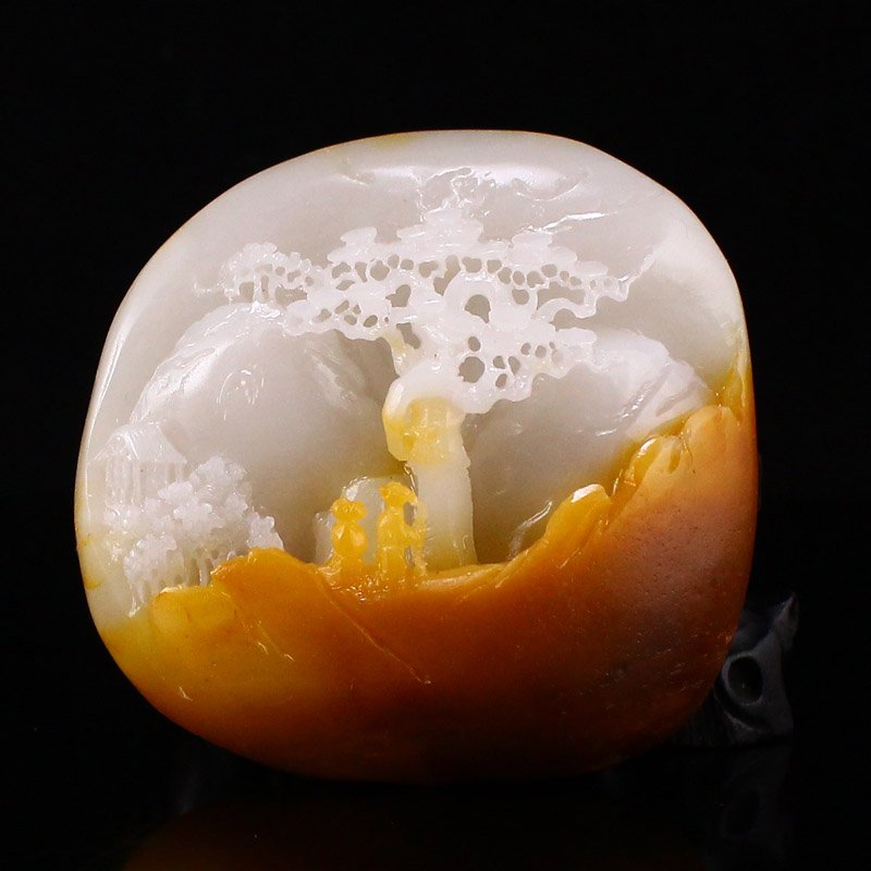 Hetian Jade Pine Tree Figure Statue w Certificate (1 of 7)