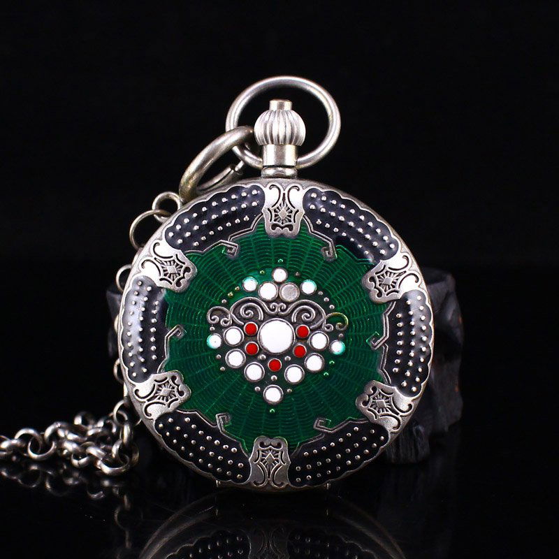 Red Copper Plated Silver Mechanical Pocket Watch (1 of 6)