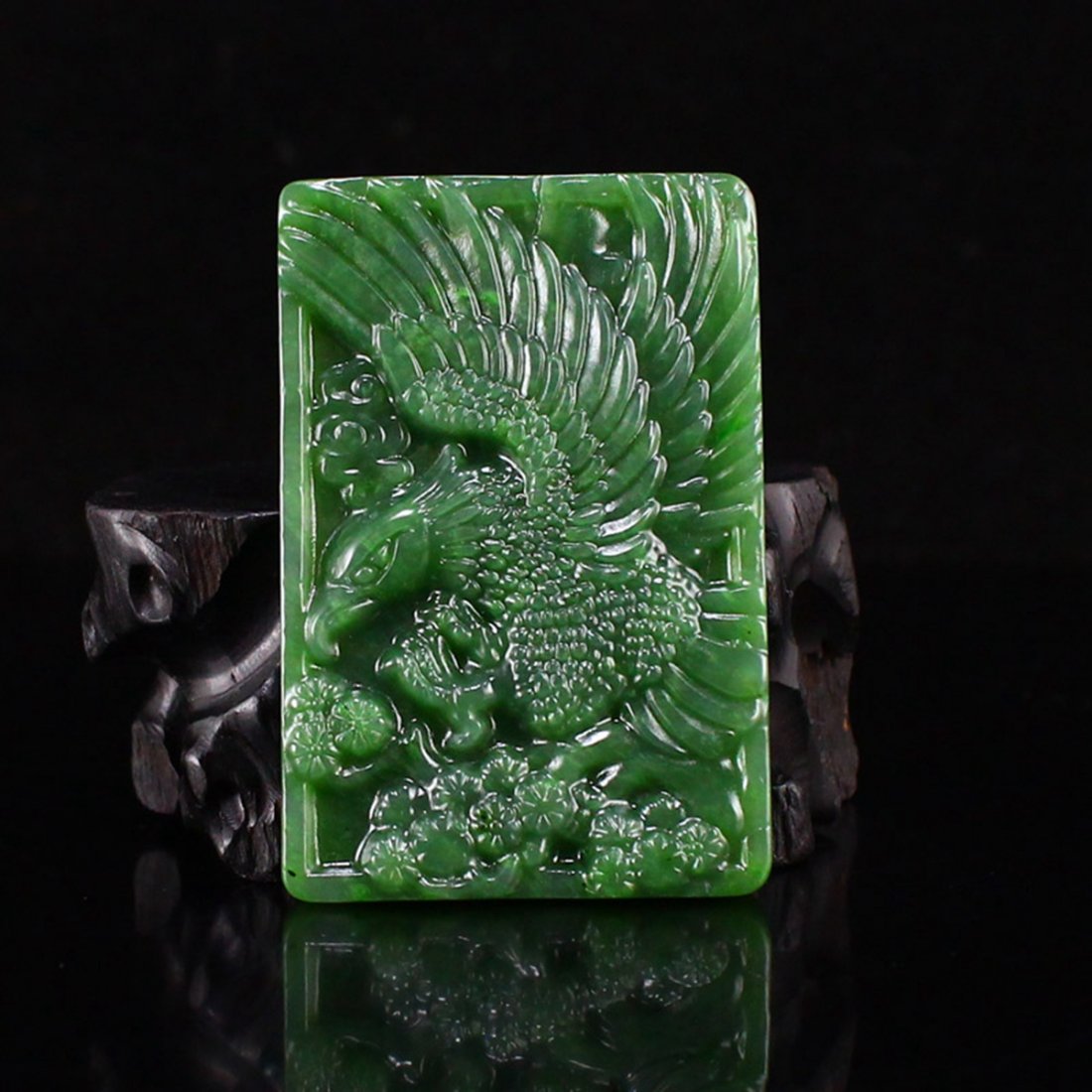 Chinese Natural Green Hetian Jade Eagle Pendant (1 of 6)