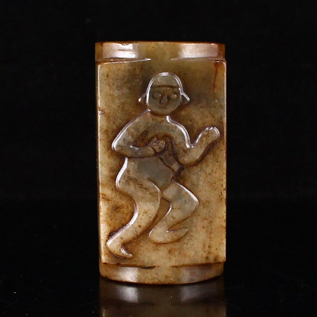 Chinese Hetian Jade Square Shape Figure Cong Statue Pot (1 of 6)