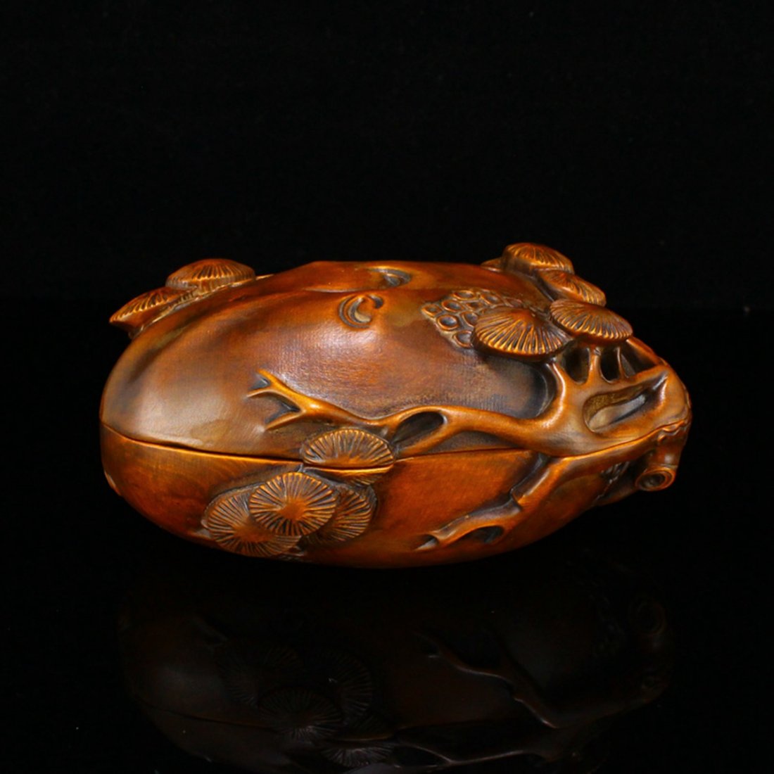 Vintage Chinese Boxwood Wood Carved Pine Tree Box (1 of 7)