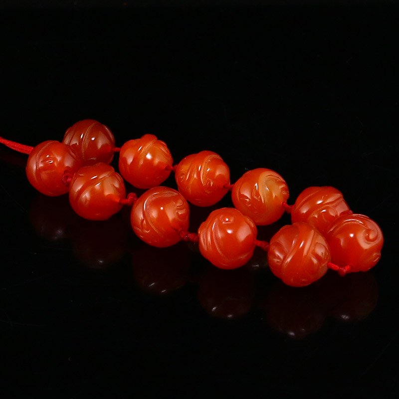 Vintage Chinese Red Agate Beads Bracelet (1 of 5)