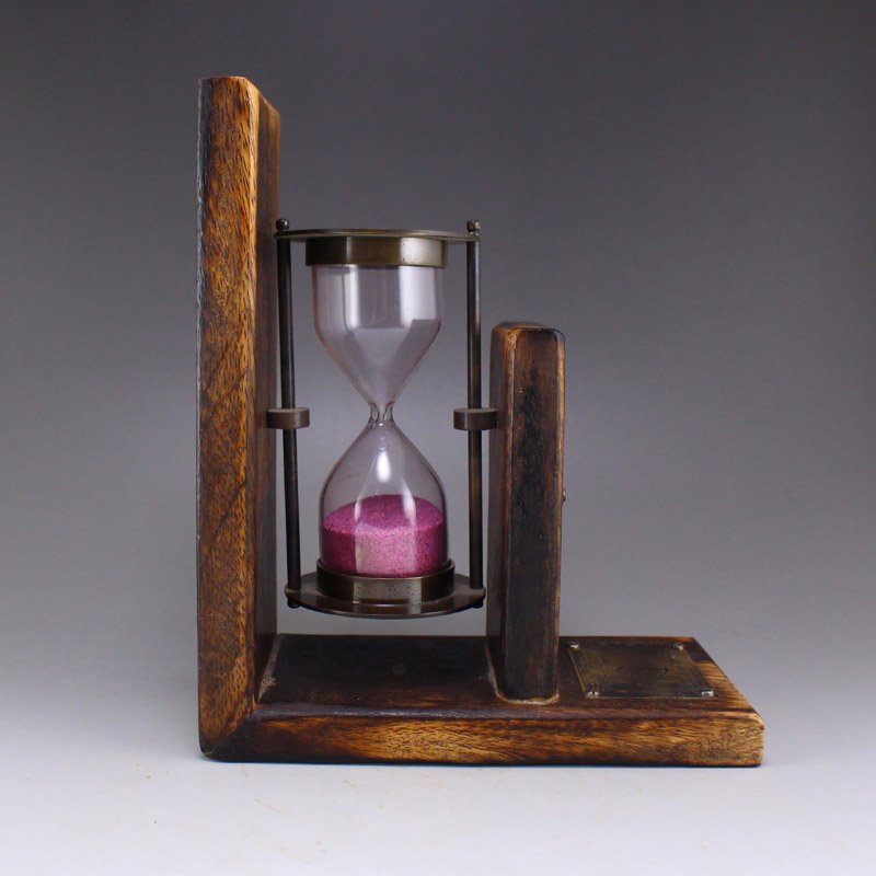 Chinese Zitan Wood & Glass Time Sand Clock (1 of 7)