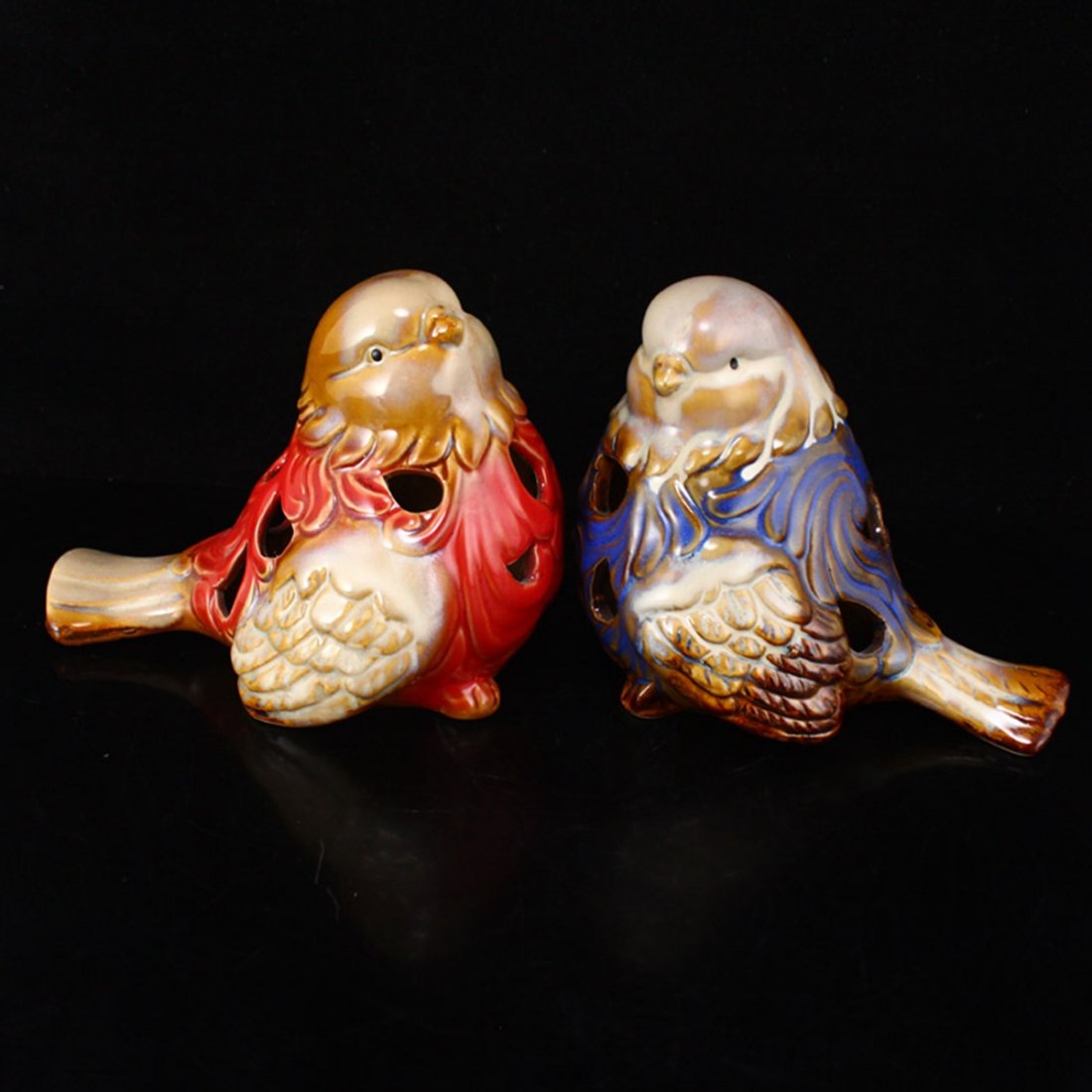 A Pair Openwork Chinese Porcelain Bird (1 of 15)