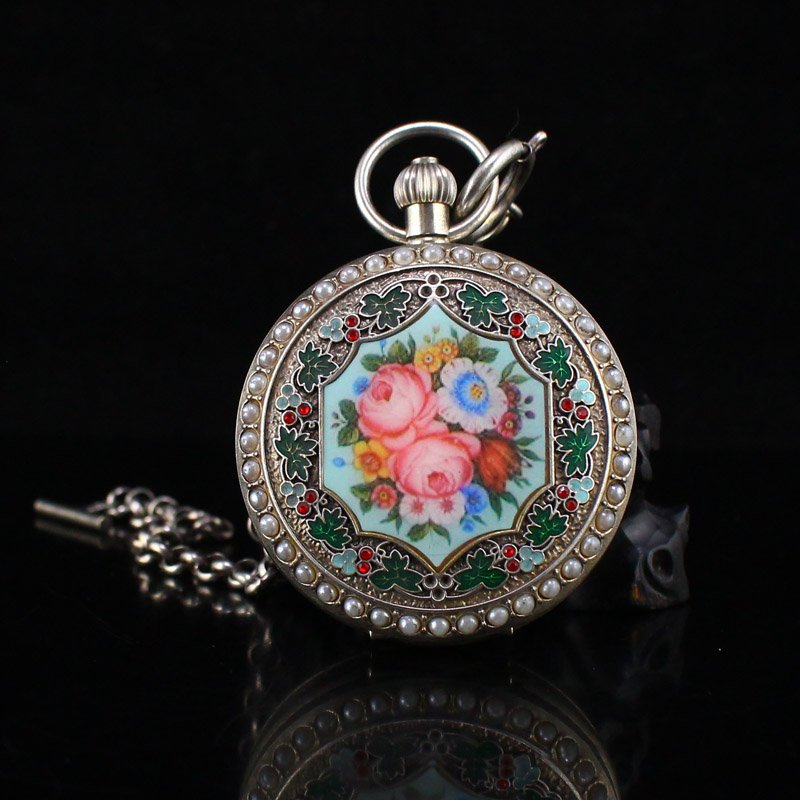 Red Copper Plated Silver Machinery Pocket Watch (1 of 5)