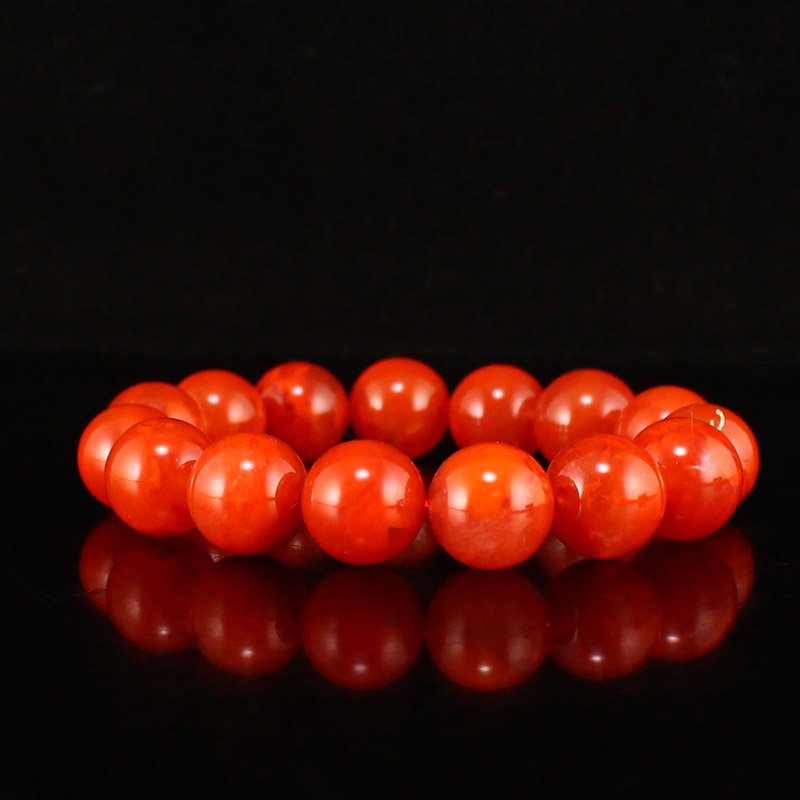 14 MM Chinese Nanhong Agate Beads Bracelet (1 of 7)