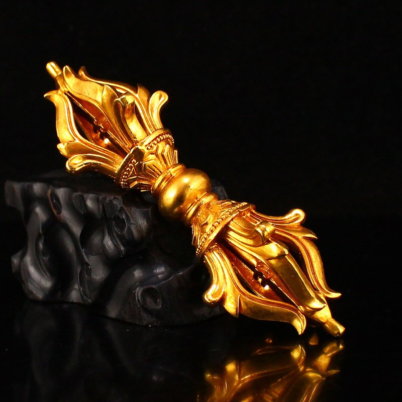 Tibetan Buddhist Gilt Gold Red Copper Pestle XiangMo (1 of 6)