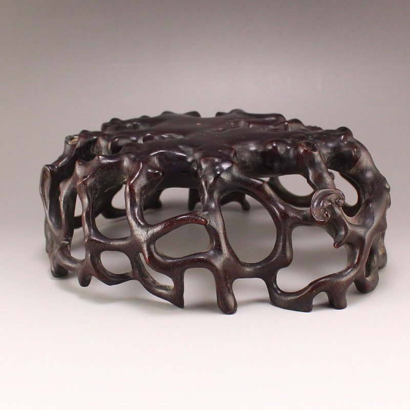 Openwork Chinese Zitan Wood Base (1 of 8)