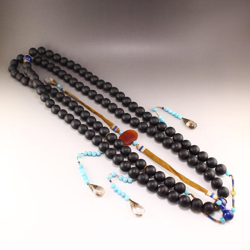 Chenxiang Wood & Crystal Beads Court Officials Necklace (1 of 6)