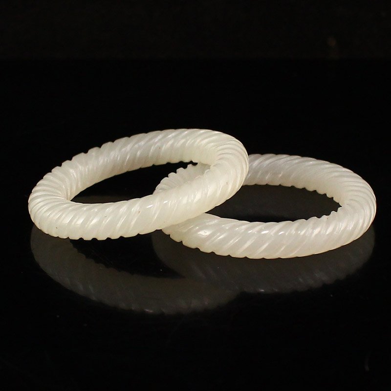 A Pair Chinese Hetian Jade Lucky Rings (1 of 6)