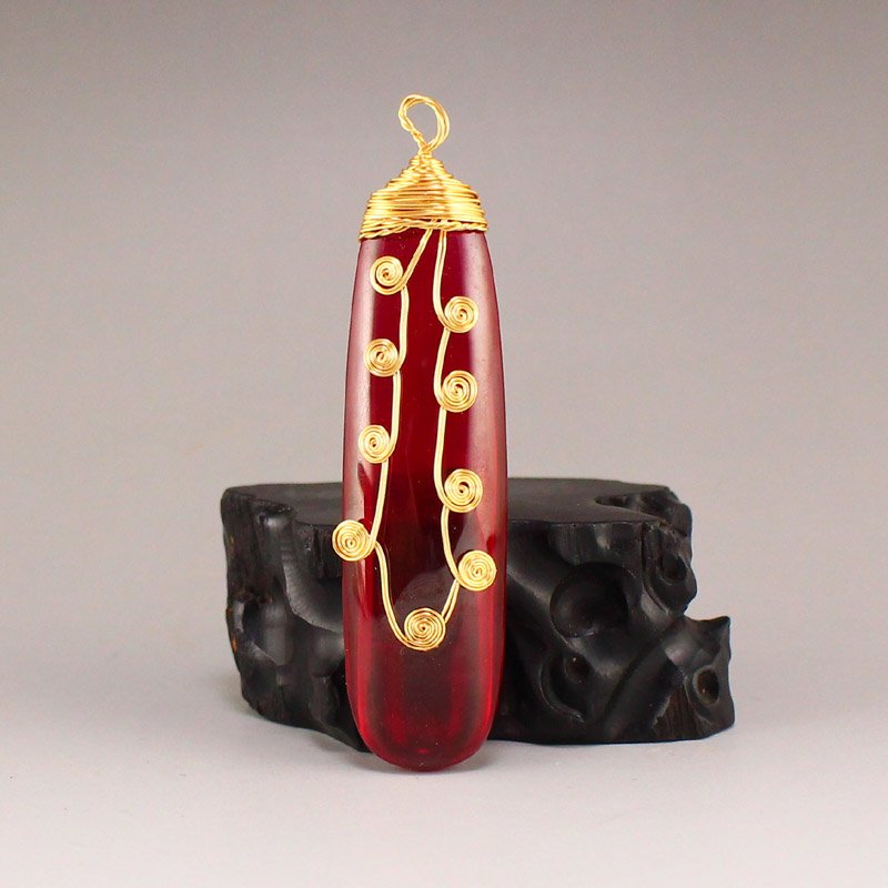 Beautiful Gold Wires & Ruby Lucky Pendant (1 of 6)