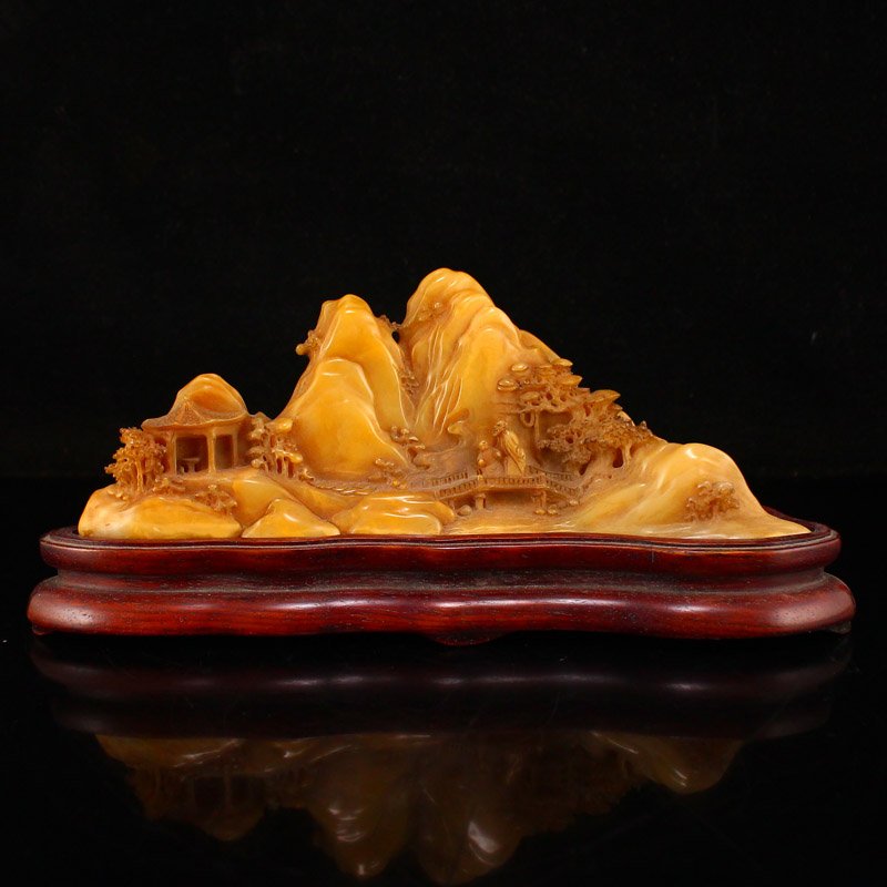 Chinese Qing Dy Tianhuang Stone Scenery Figure Statue (1 of 7)