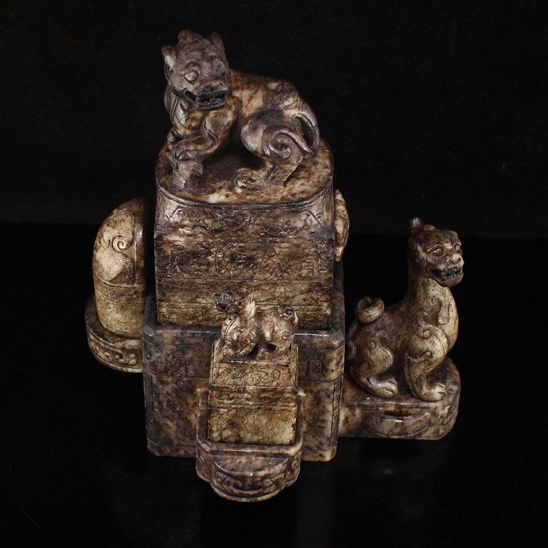 Superb Vintage Chinese Hetian Jade Divine Beast Seals (1 of 20)