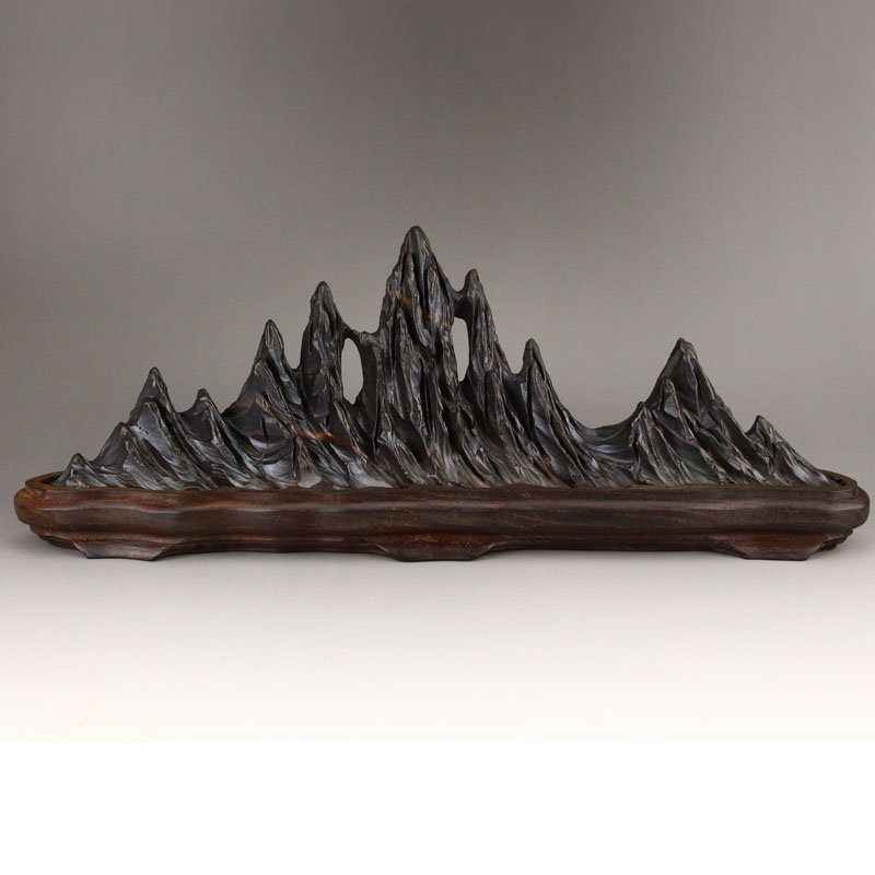 Natural Lingbi Stone Mountain Sculpt Brush Pen Shelf (1 of 6)