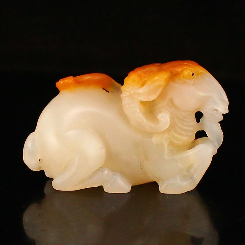 Hand Carved Chinese Shoushan Stone Ruyi Sheep Statue (1 of 7)