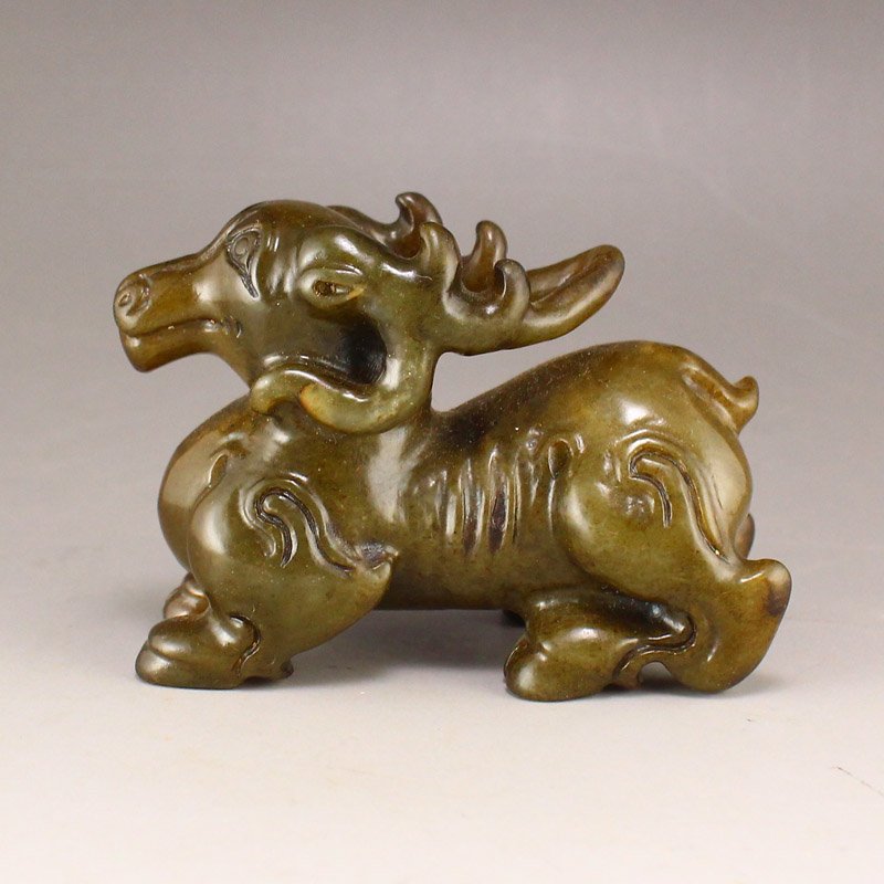 Vintage Chinese Hetian Jade Fortune Deer Statue (1 of 7)