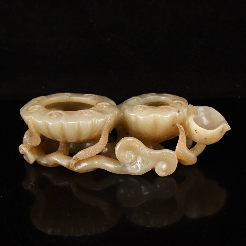 Vintage Chinese Hetian Jade Lotus Pod Brush Washer (1 of 8)