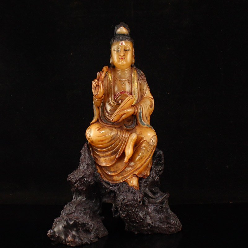 Qing Dy Tianhuang Stone Buddhism Kwan-Yin Statue (1 of 8)
