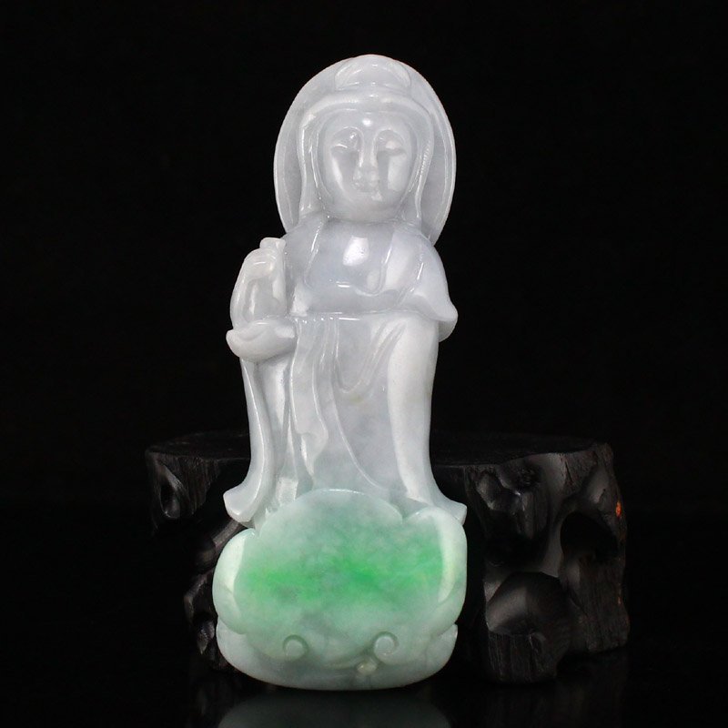 Hand Carved Natural Jadeite Kwan-yin Pendant (1 of 6)