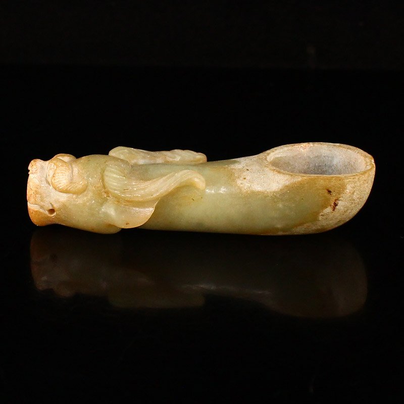 Vintage Chinese Hetian Jade Beast Head Spoon (1 of 6)