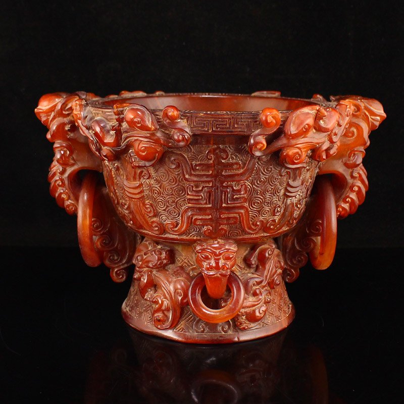 Qing Dy Ox Horn Double Rings Big Incense Burner (1 of 8)