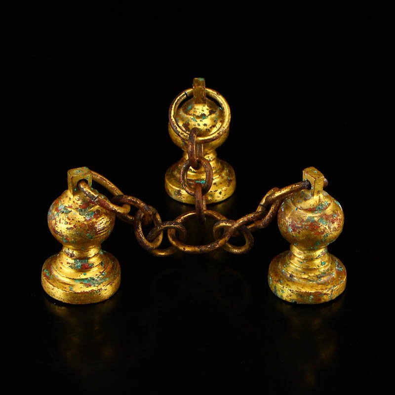 Vintage Chinese Gilt Gold Red Copper Seals (1 of 6)