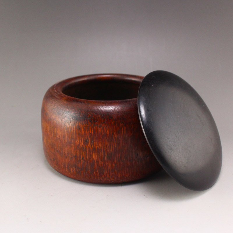 Chinese Bamboo Carved Tea Caddy w Zitan Wood Lid (1 of 5)