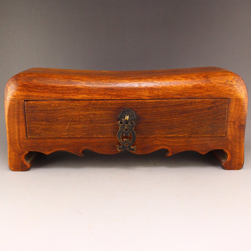Vintage Hainan Huanghuali Wood Pillow With Drawer (1 of 7)